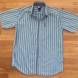Tommy Hilfiger Youth boys size L short sleeve, button down striped shirt